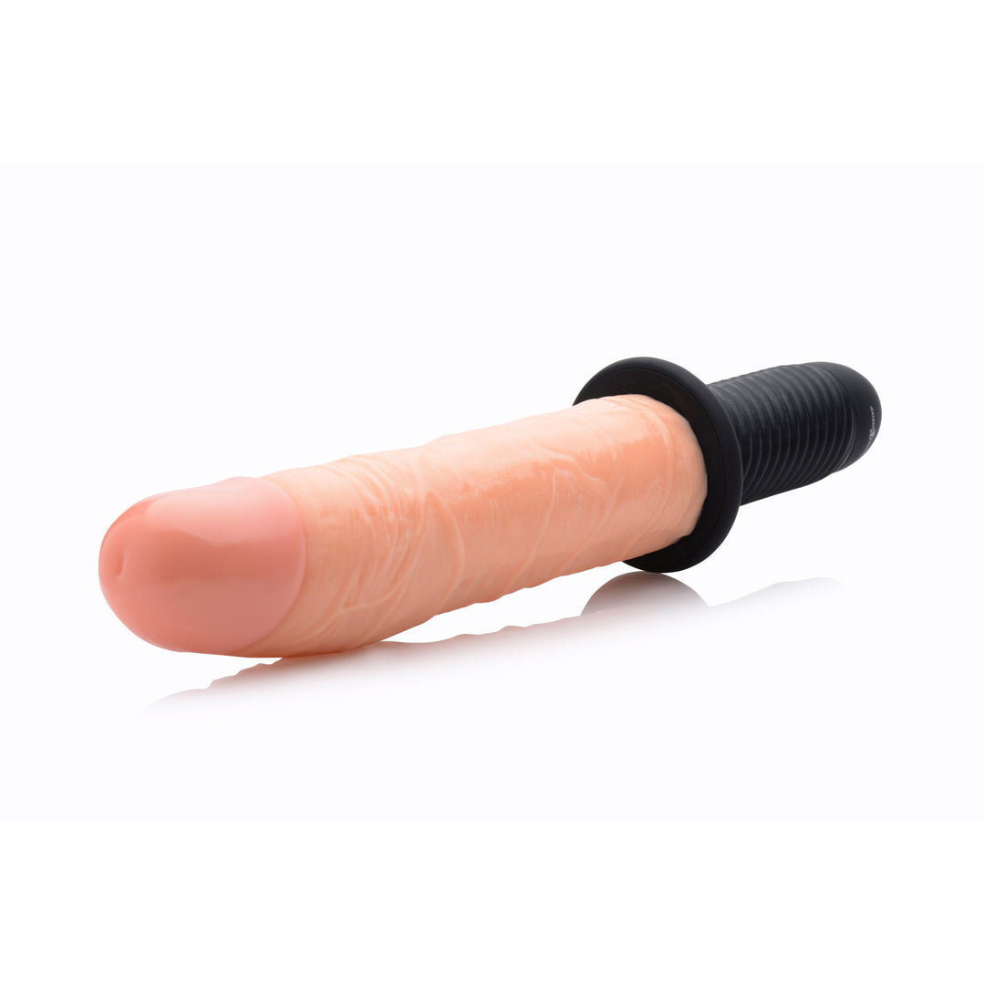 Flesh 14 Inch Onslaught 13 Mode XL Vibrating & Thrusting Dildo w/ Handle
