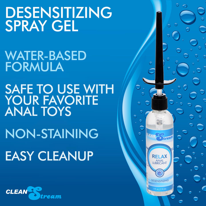 Lube Applicator CleanStream Relax Desensitizing Anal Lube with Injector Kit - 4 oz