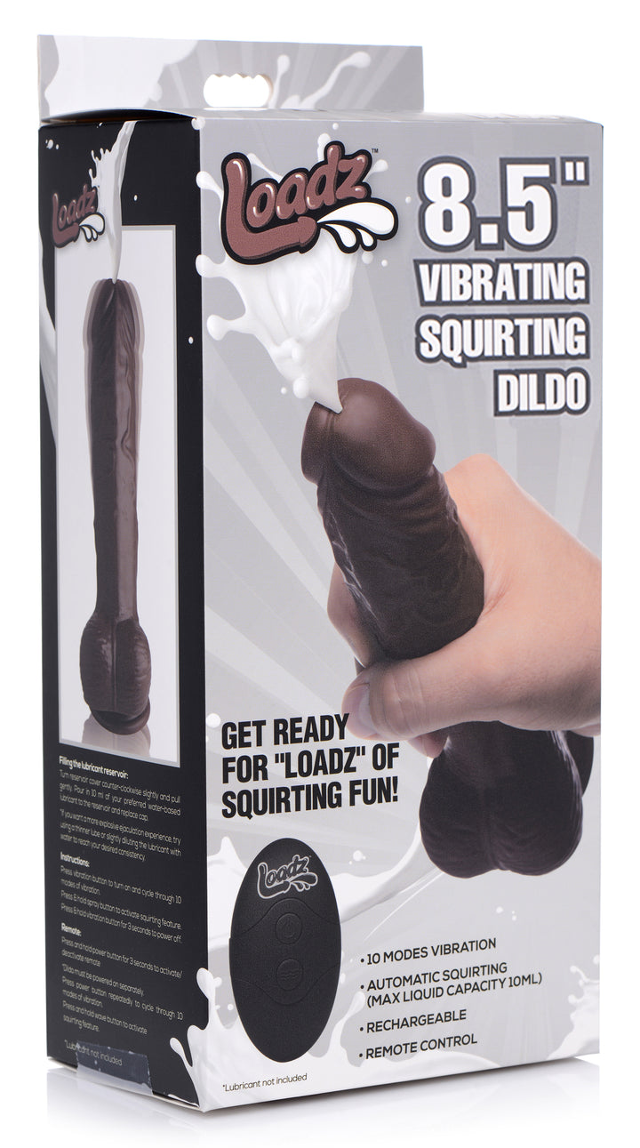 Dark 8.5 Inch Vibrating & Squirting Realistic Dildo w/ Remote & Suction Cup