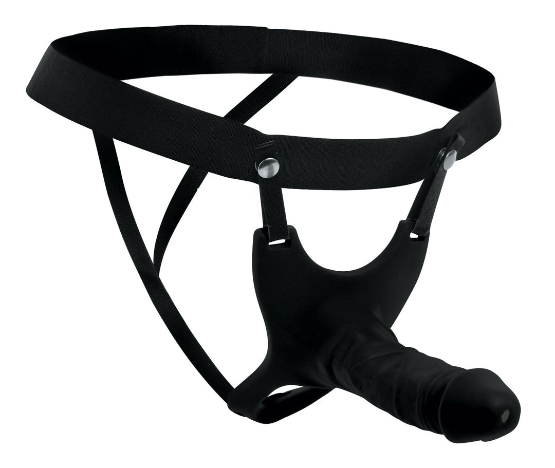 Hollow Silicone Dildo Strap-on in Black