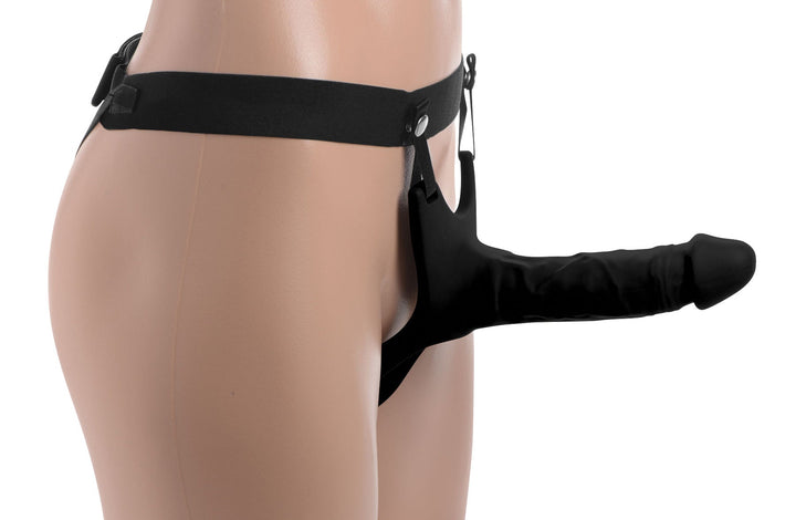 Hollow Silicone Dildo Strap-on in Black