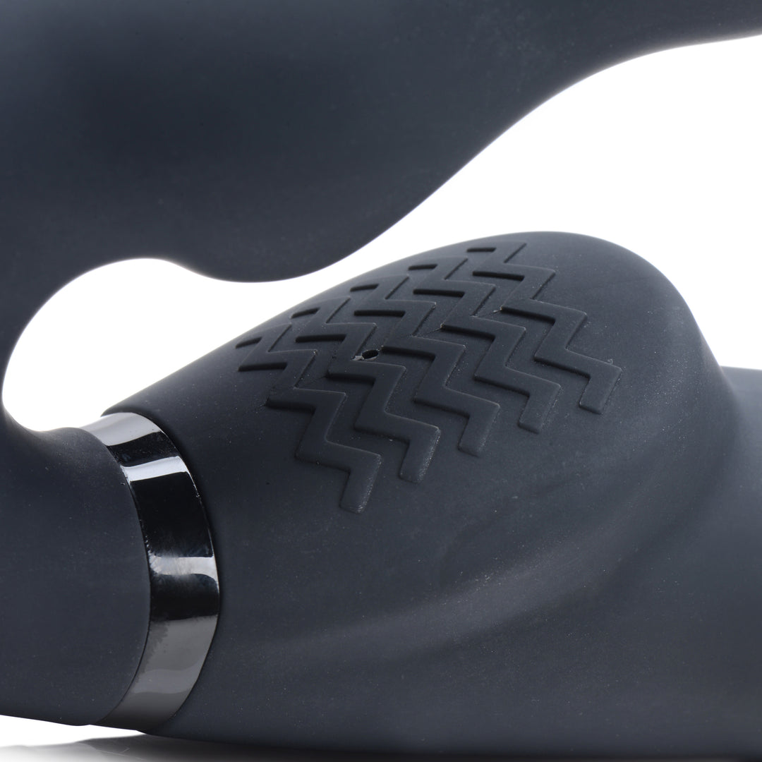 Black Ergo-Fit Twist Inflatable Vibrating Silicone Strapless Strap-On