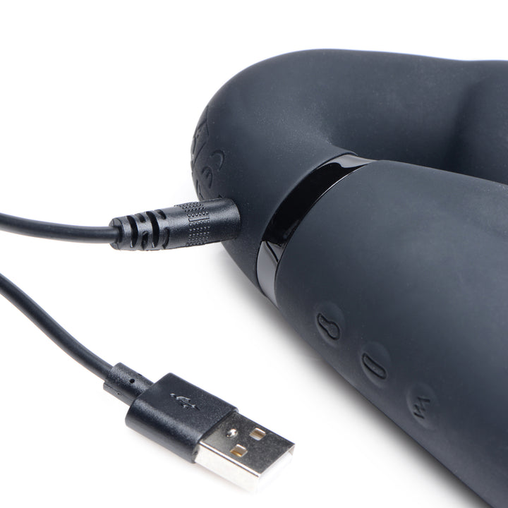 Black Ergo-Fit Twist Inflatable Vibrating Silicone Strapless Strap-On