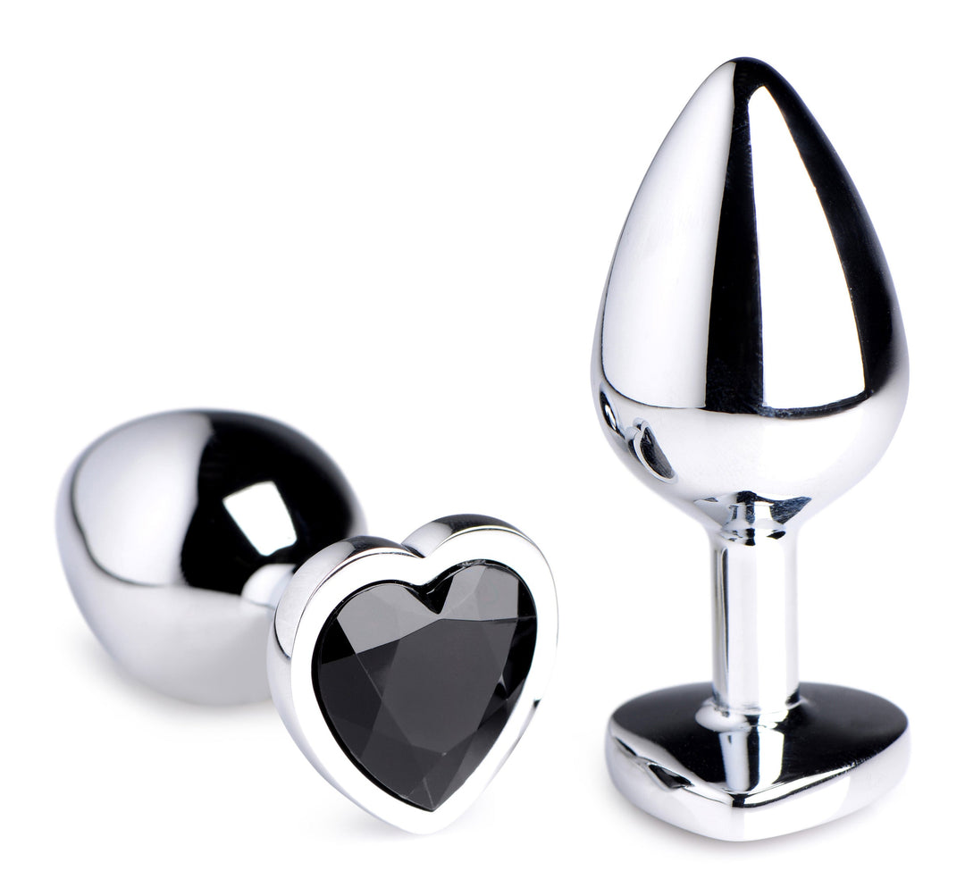 Heart Gem Anal Plug in Black Medium