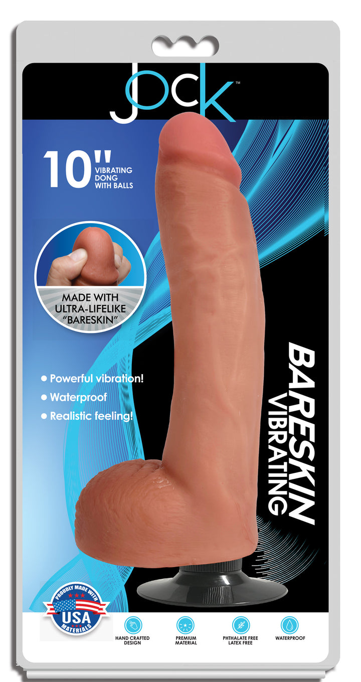 10 Inch Light Bareskin Jock Realistic Vibrating Dildo - Large Vibrating Dildo - Huge Vibrating Dildo