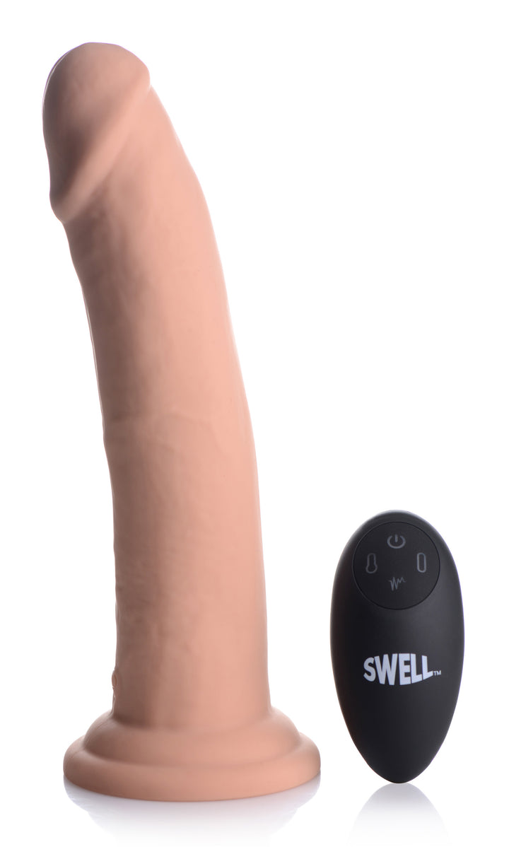 7X Inflatable and Vibrating 8.5 Inch Remote Control Silicone Dildo