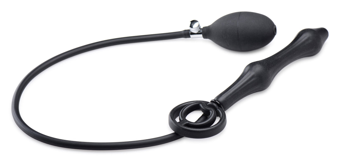 Devils Rattle Inflatable Silicone Anal Plug w/ Cock & Ball Ring