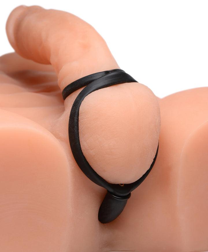 Devils Rattle Inflatable Silicone Anal Plug w/ Cock & Ball Ring