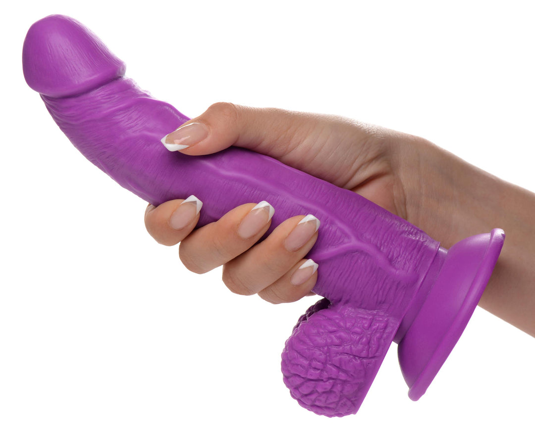 7.5 Inch Realistic Dildo with Balls - Purple