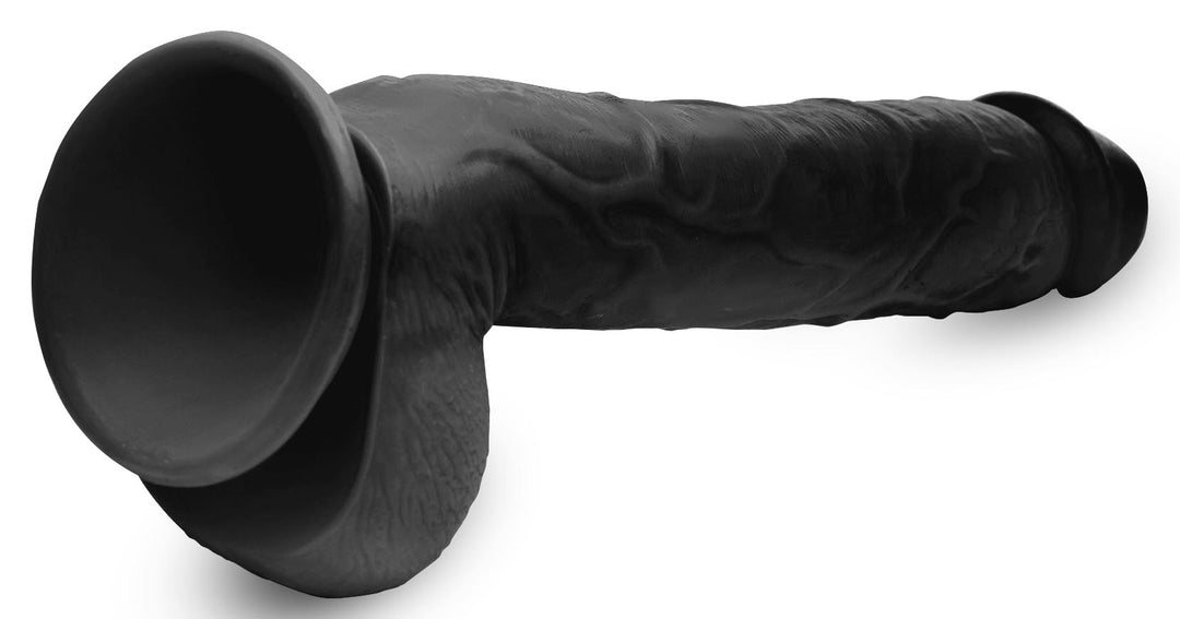 Black Long Logan 10 Inch Realistic Dildo w/ Suction Cup & Balls