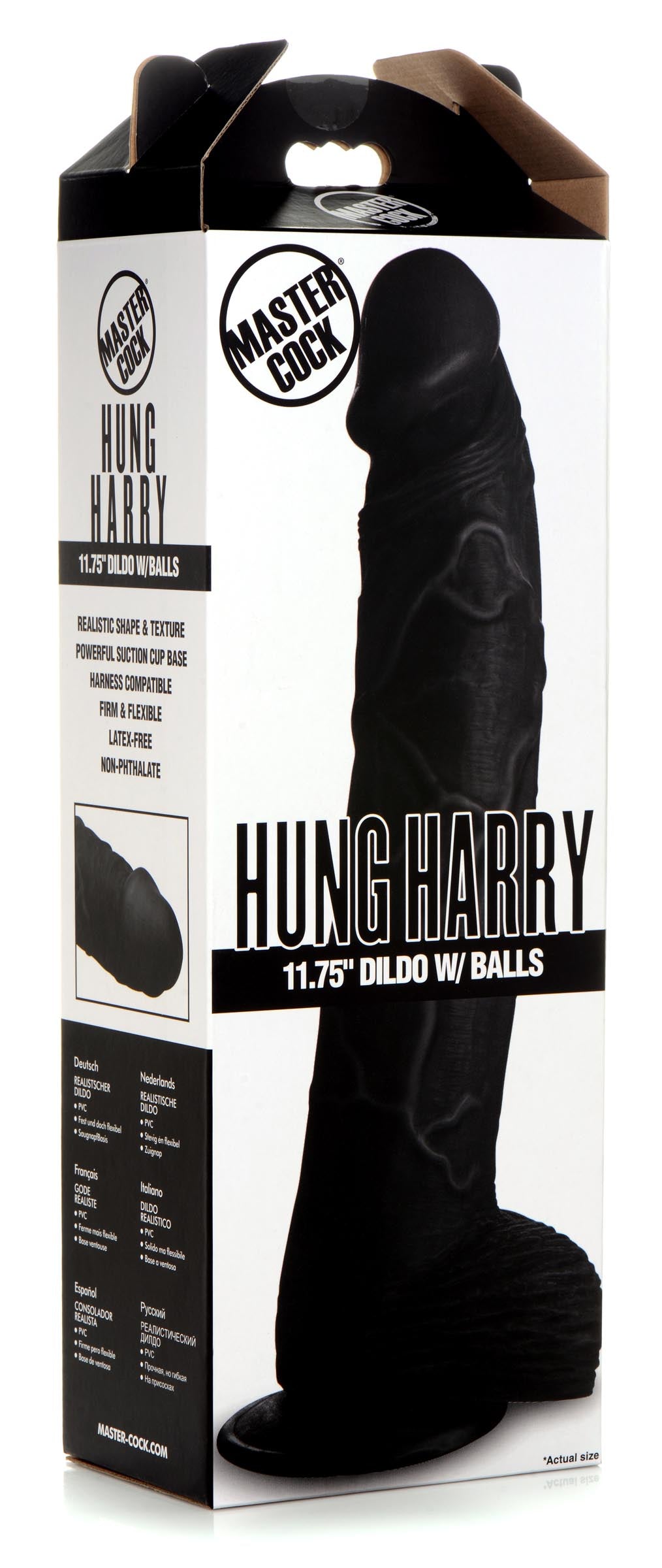 Black Hung Harry 11.75 Inch Realistic Dildo w/ Suction Cup & Balls