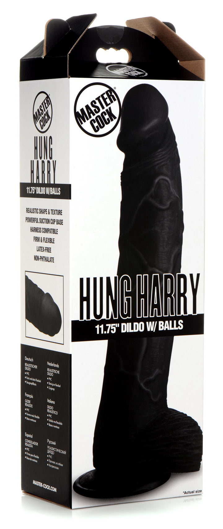 Black Hung Harry 11.75 Inch Realistic Dildo w/ Suction Cup & Balls
