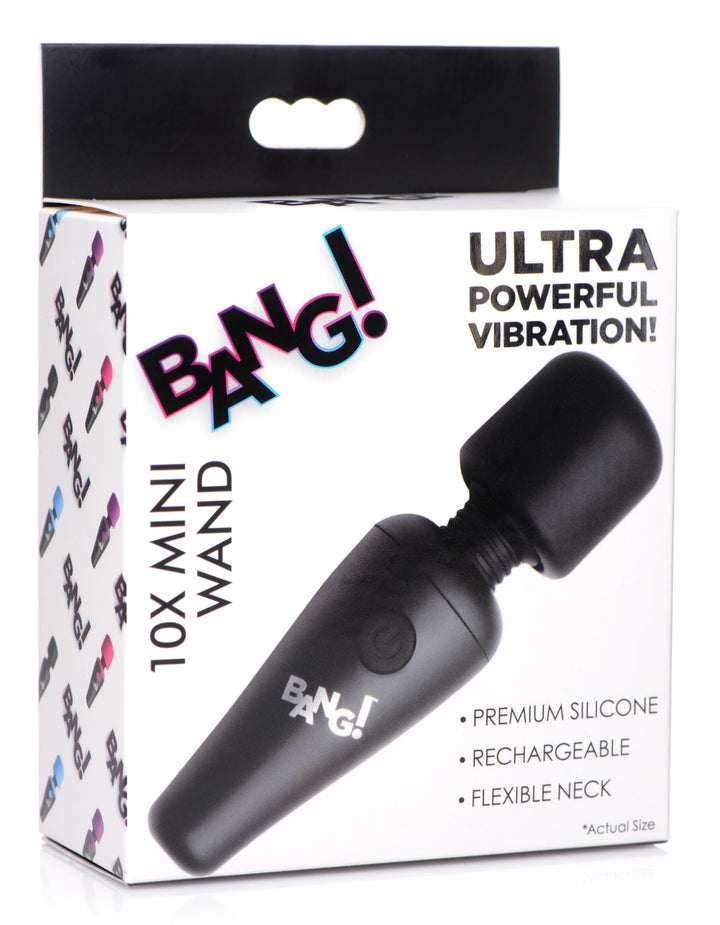 10X Ultra Powerful Silicone Mini Wand Vibrator - Black