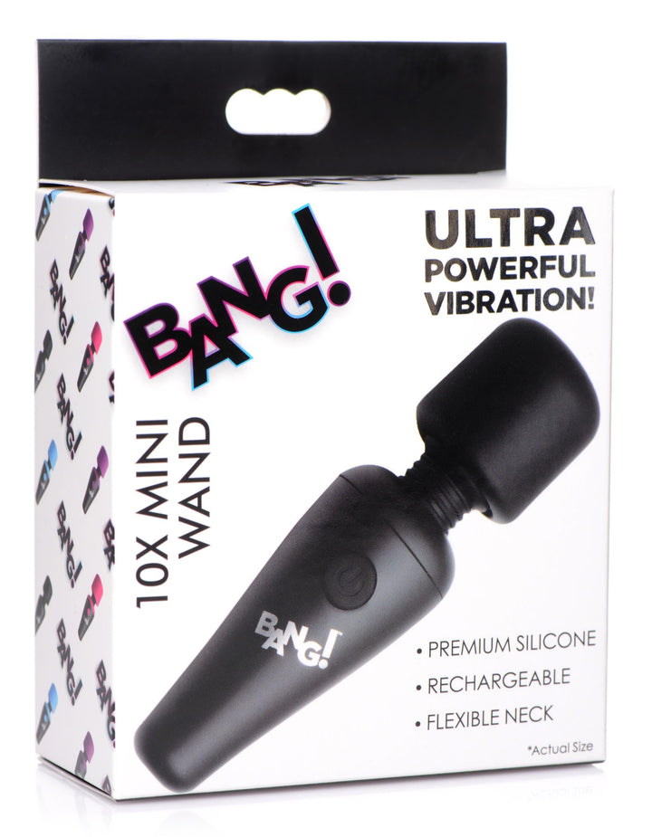 10X Ultra Powerful Silicone Mini Wand Vibrator in Black