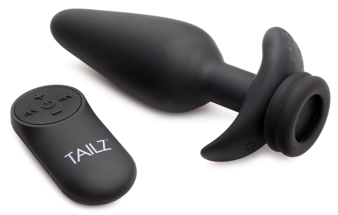 Interchangeable 10X Vibrating Silicone Anal Plug with Remote - Large Tailz