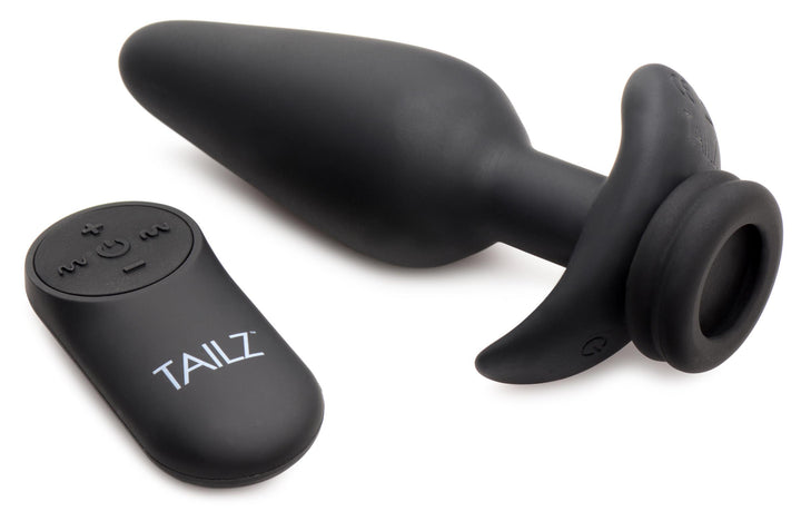 Interchangeable 10X Vibrating Silicone Anal Plug with Remote - Large Tailz