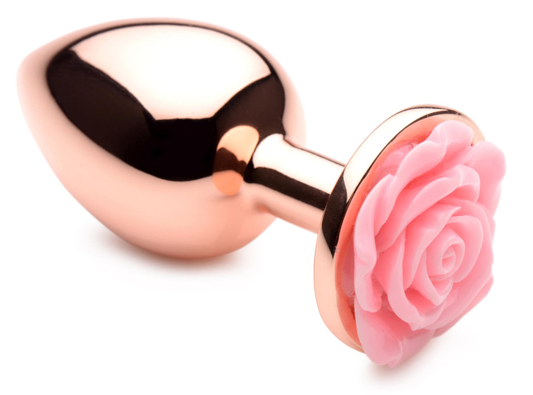 Rose Gold Anal Plug with Pink Flower - Large Booty Sparks