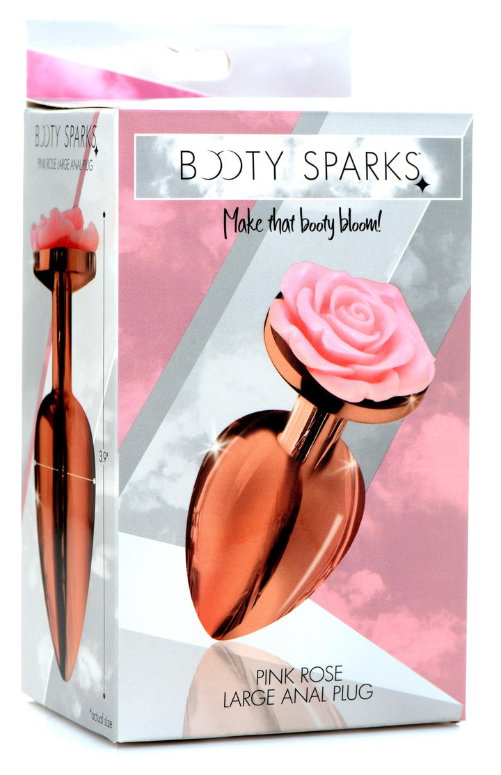 Rose Gold Anal Plug with Pink Flower - Large Booty Sparks