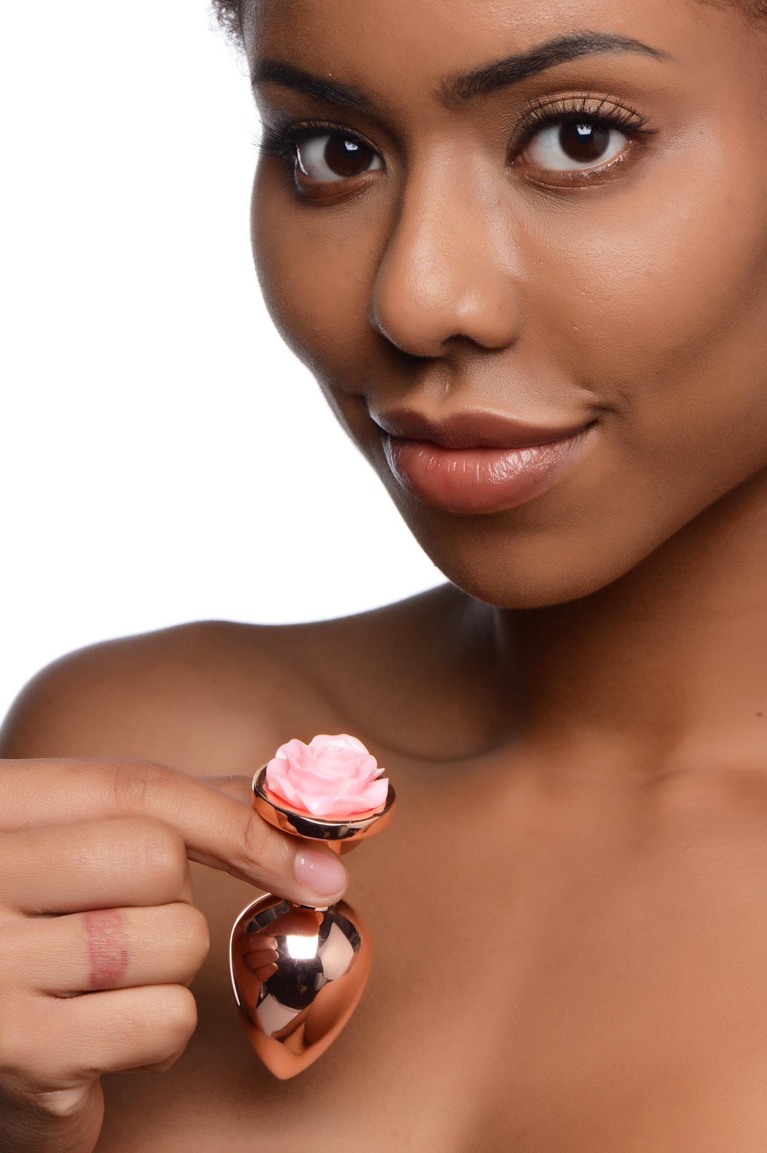 Rose Gold Anal Plug with Pink Flower - Medium Boory Sparks