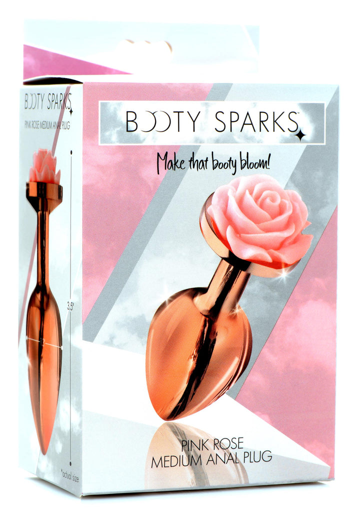 Rose Gold Anal Plug with Pink Flower - Medium Boory Sparks