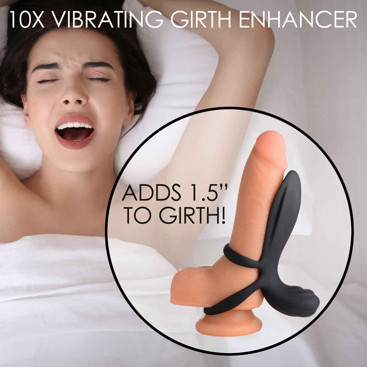 10X Vibrating Silicone Girth Enhancer with Remote Control