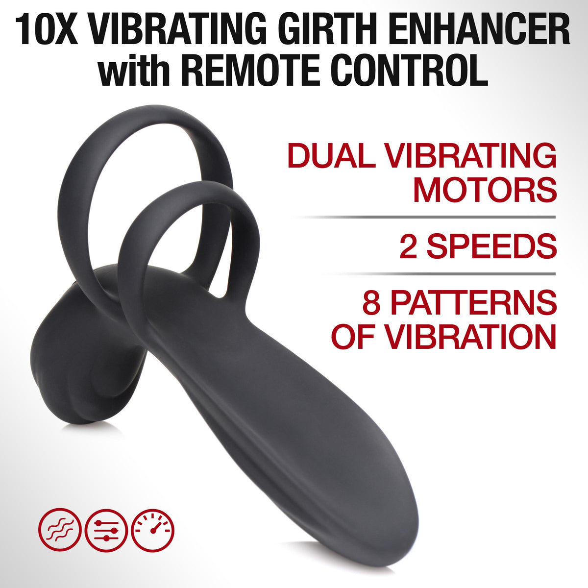 10X Vibrating Silicone Girth Enhancer with Remote Control