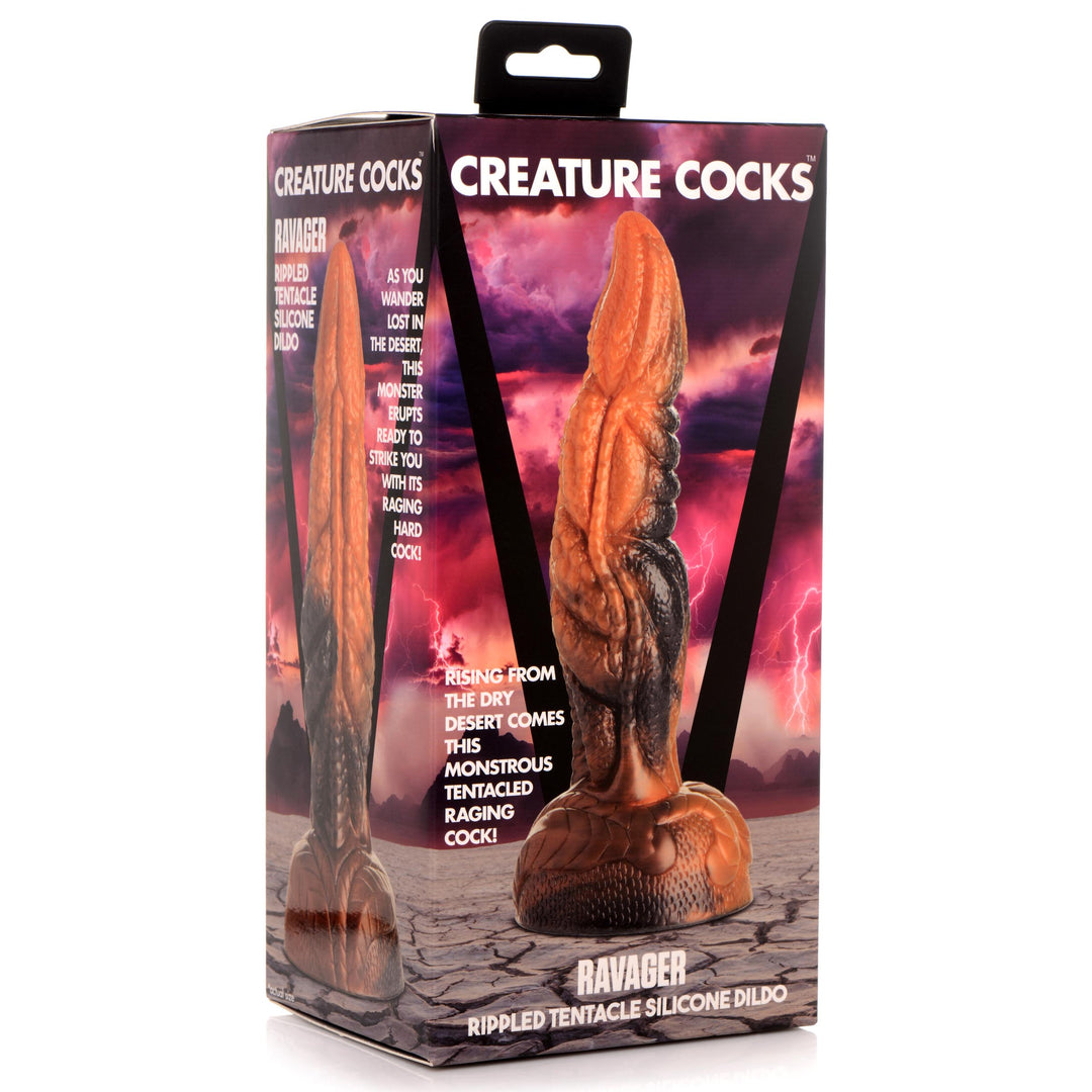 Ravager 8 Inch Silicone Rippled Dragon Dildo w/ Suction Cup