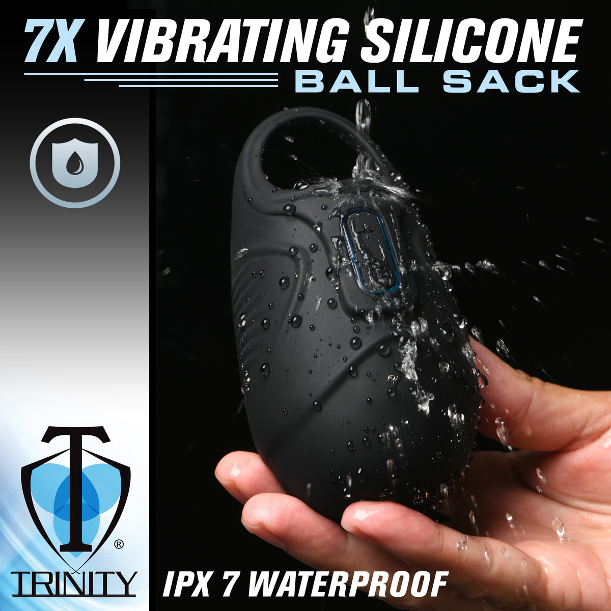7X Vibrating Silicone Ball Sack with Cock Ring