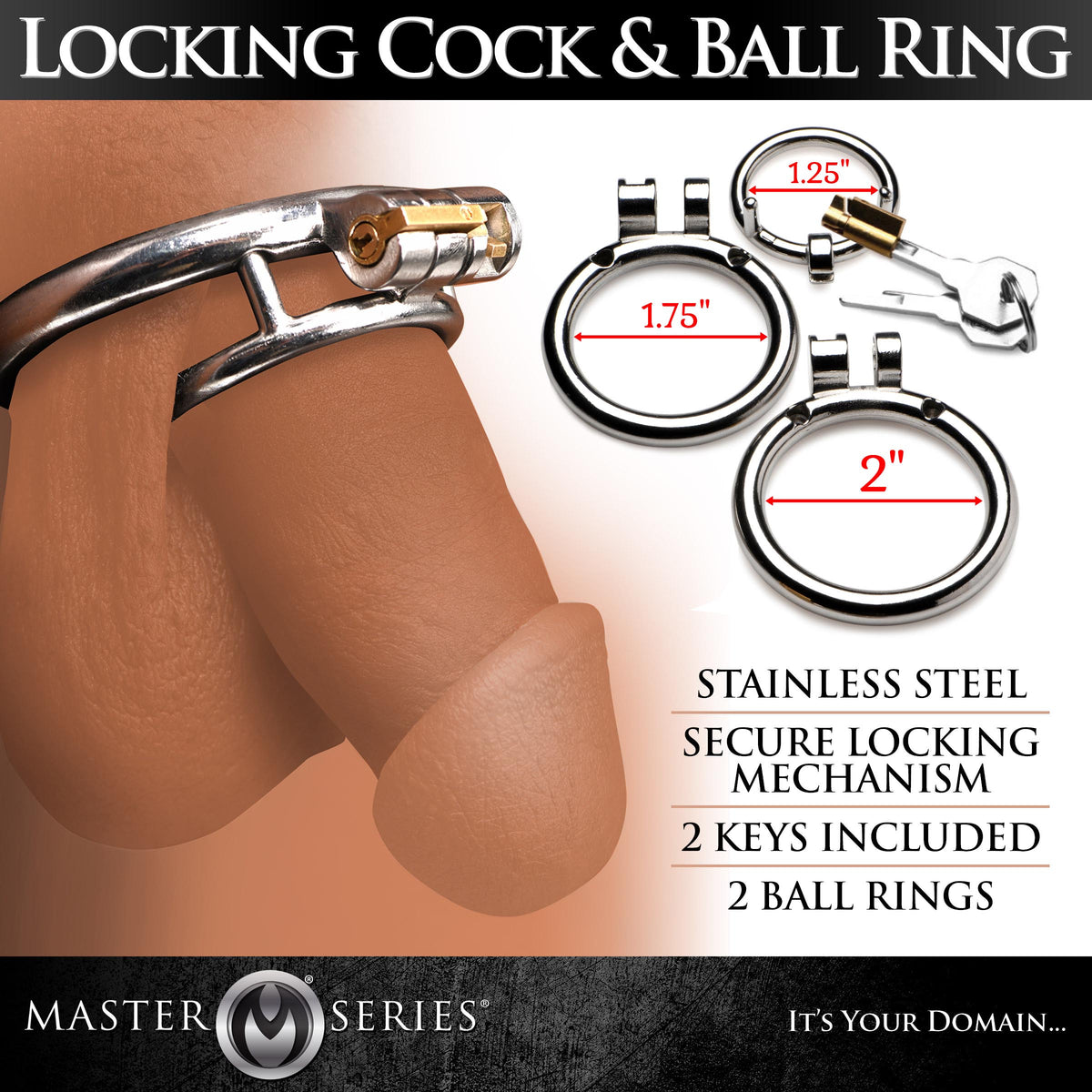 Locked Cock Stainless Steel Locking Cock and Ball Ring Set
