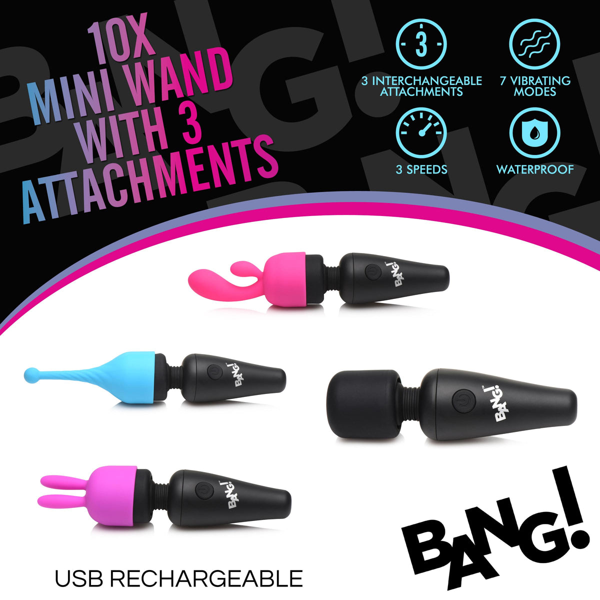 Bang! 10X Mini Wand with 3 Attachments