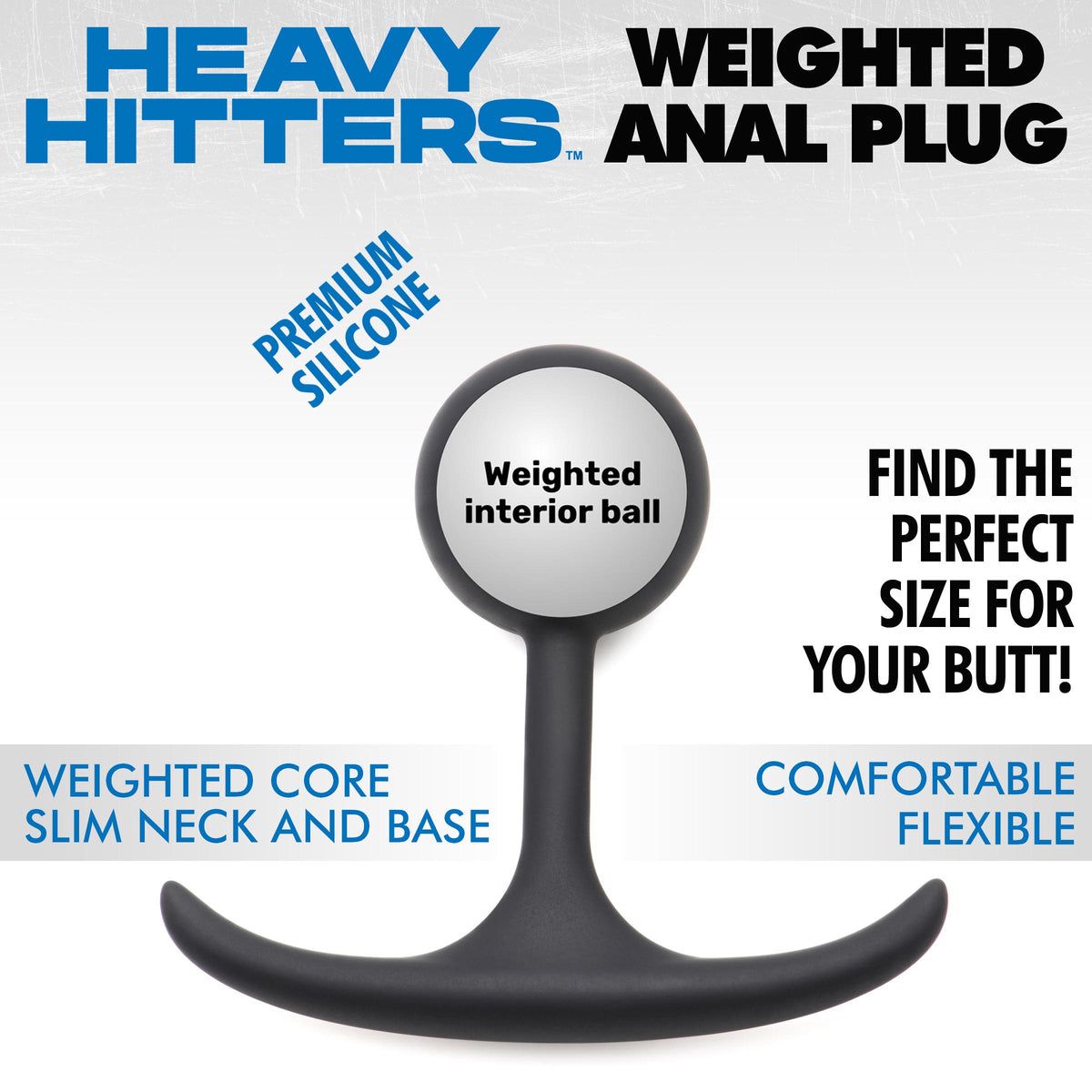 Premium Silicone Round Weighted Anal Plug, Large