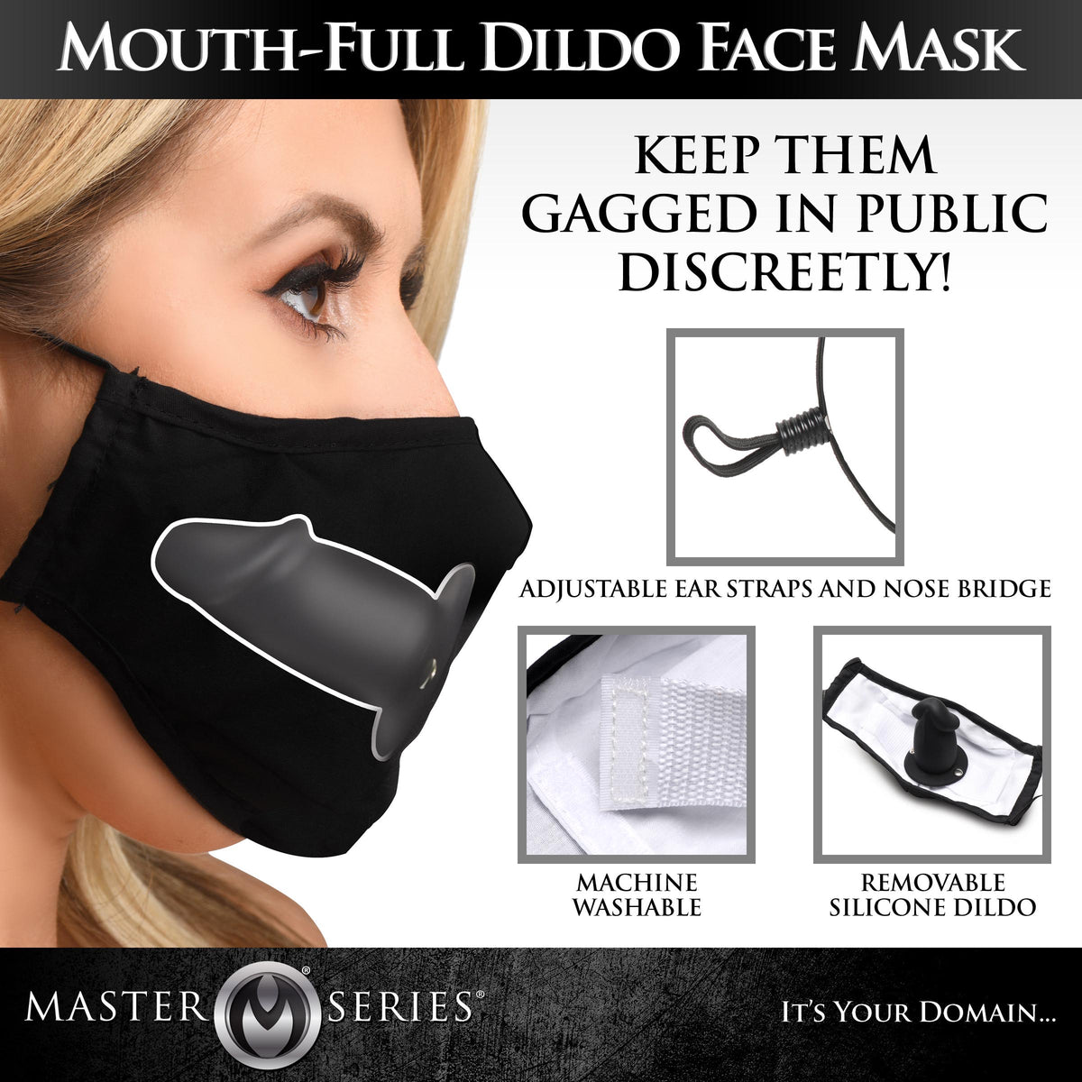 Mouth-Full Dildo Gag Face Mask