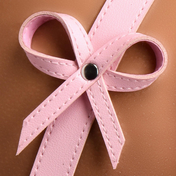 Bondage Thigh Harness with Bows and Wrist Cuffs, Pink in M/L