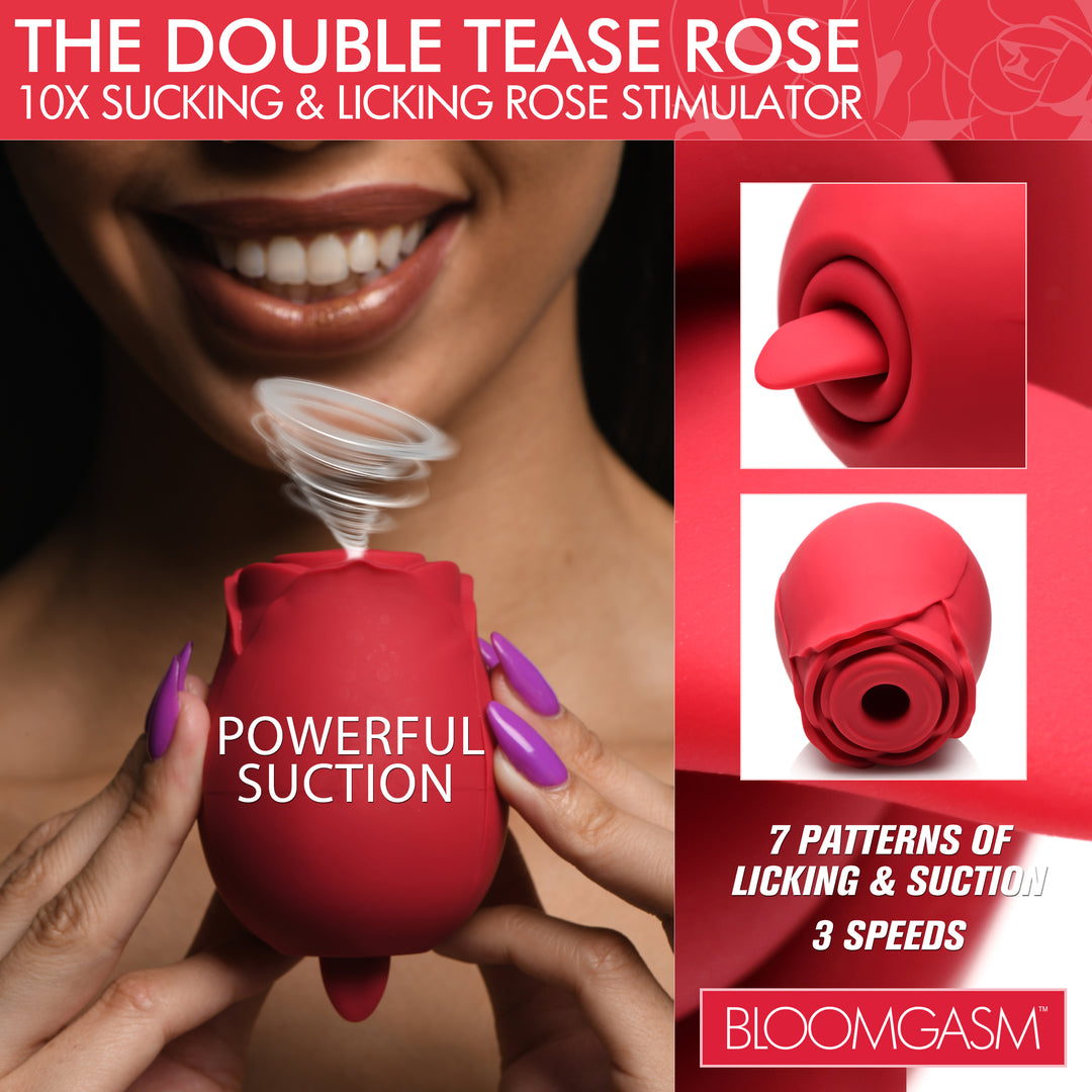 Double Tease Rose 10X Sucking and Licking Stimulator