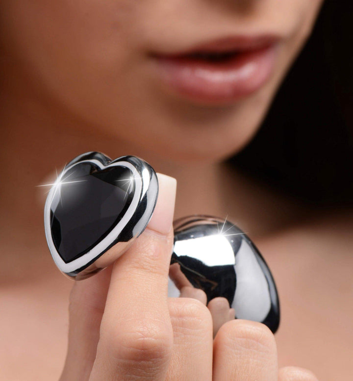 Heart Gem Anal Plug in Black Medium