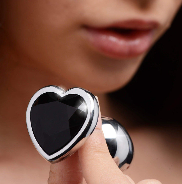 Heart Gem Anal Plug in Black Small