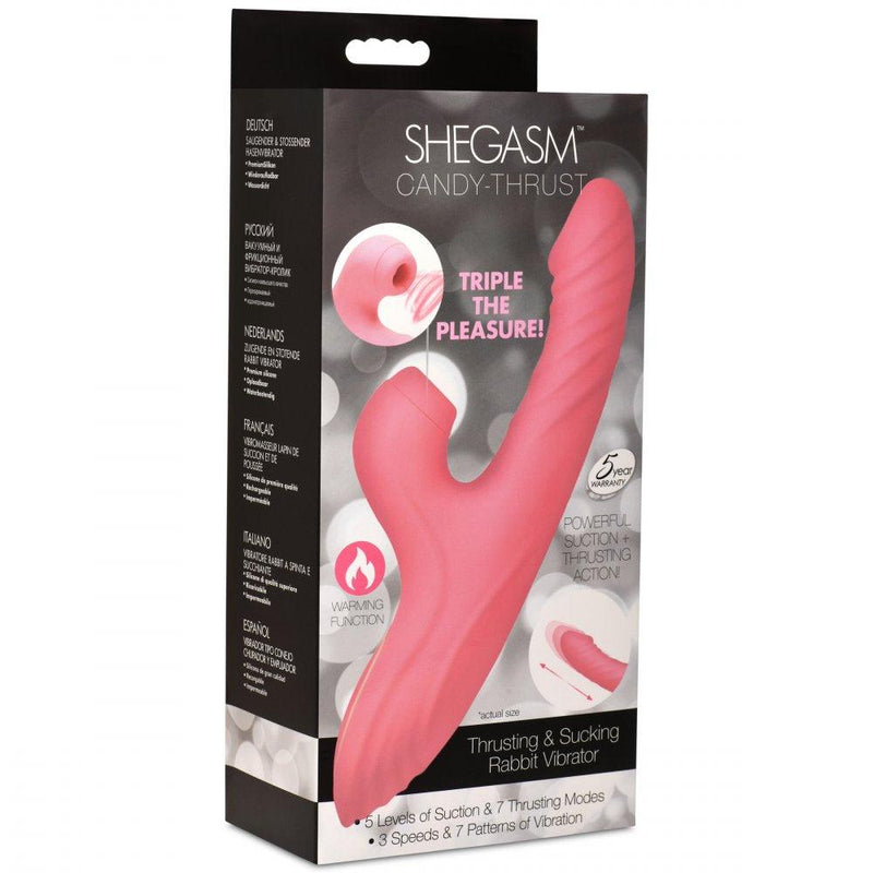 Candy-Thrust Silicone Thrusting and Sucking Rabbit Vibrator - The Dildo Hub