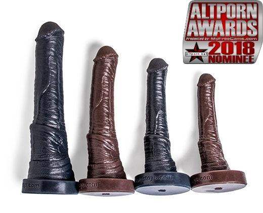 Centaur fantasy silicone dildo by Mr Hankey's Toys in Deep Brown & Deep Gray, five sizes
