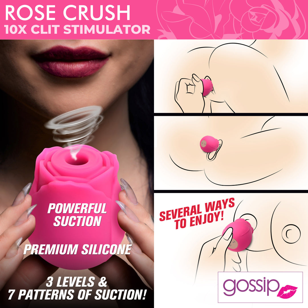 10X Rose Crush Silicone Clitoral Suction Stimulator