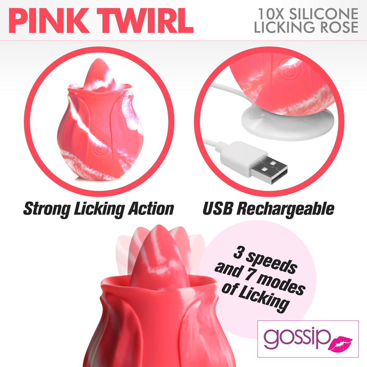 Pink Twirl 10X Silicone Licking Rose