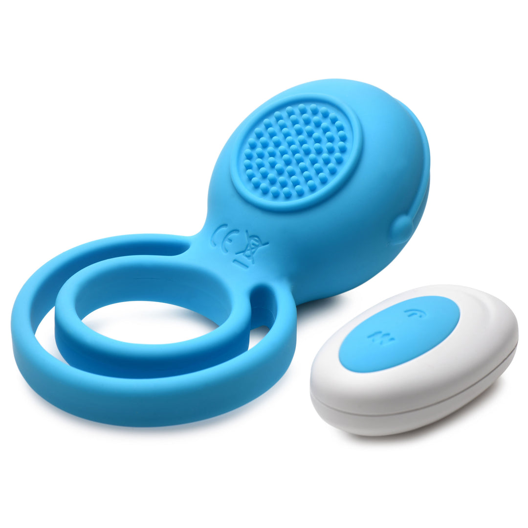 Love Loops 10X Silicone Cock Ring with Remote in Blue