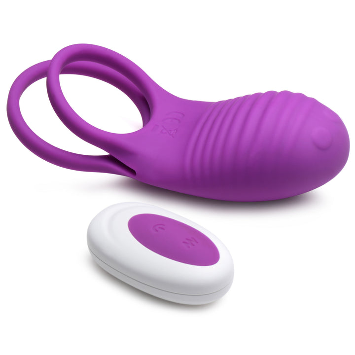 Love Loops 10X Silicone Cock Ring with Remote in Purple