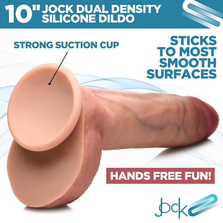 JOCK 10 Inch Dual Density Ultra Realistic Dildo w/ Suction Cup & Balls