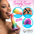 Ribbed Rainbow Silicone Dildo with Suction Cup