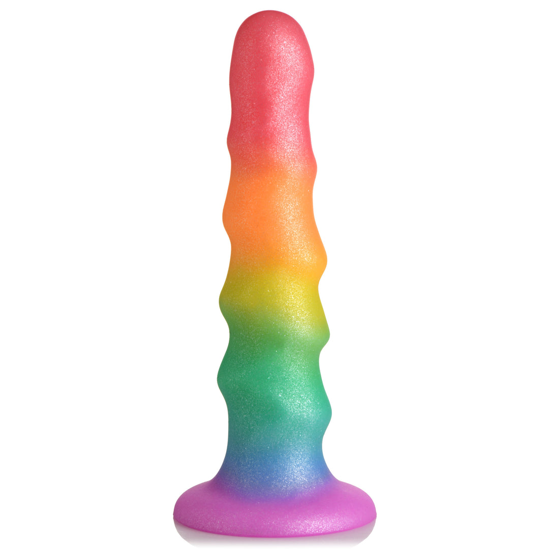 Zigzag Rainbow Silicone Dildo with Suction Cup