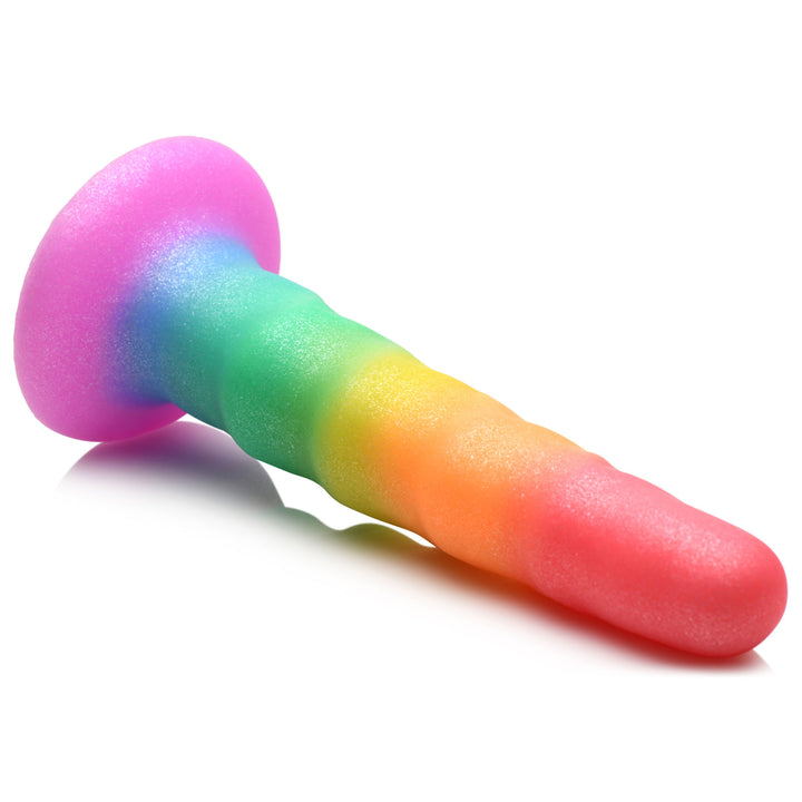 Zigzag Rainbow Silicone Dildo with Suction Cup