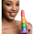 Zigzag Rainbow Silicone Dildo with Suction Cup
