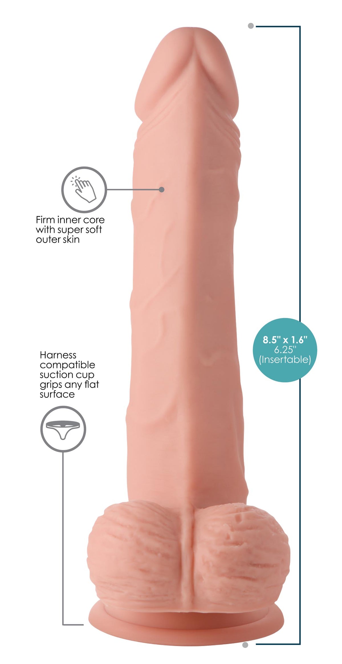 Easy Riders Thrusting and Vibrating 8 Inch Silicone Dildo