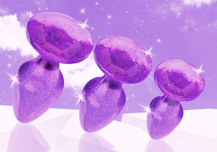Glitter Gem Anal Plug Set in Purple