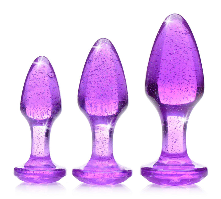 Glitter Gem Anal Plug Set in Purple